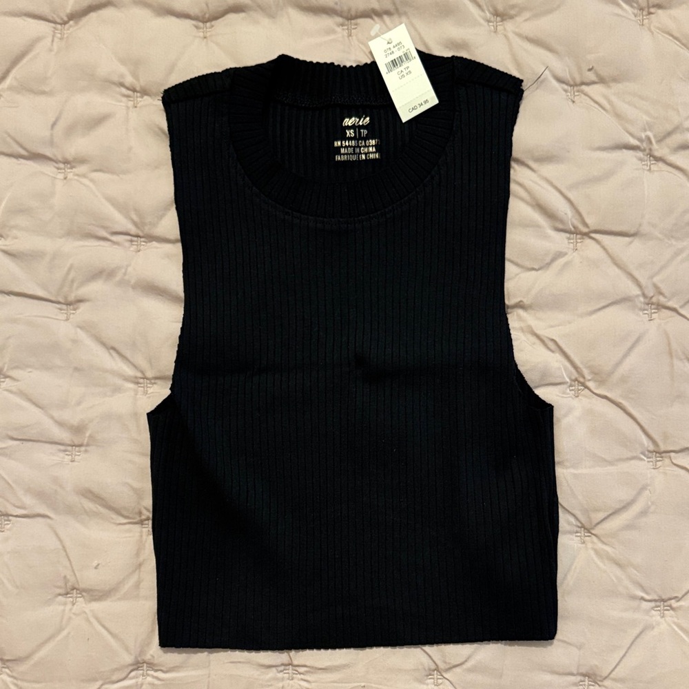 Aerie Black Ribbed Sleeveless Top